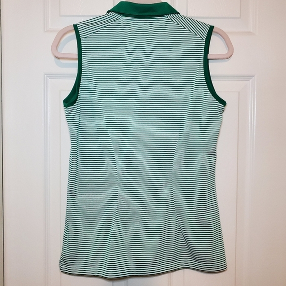 Nike Golf women's sleeveless polo Green stripe pullover size M Embroidered Bird - Picture 5 of 9